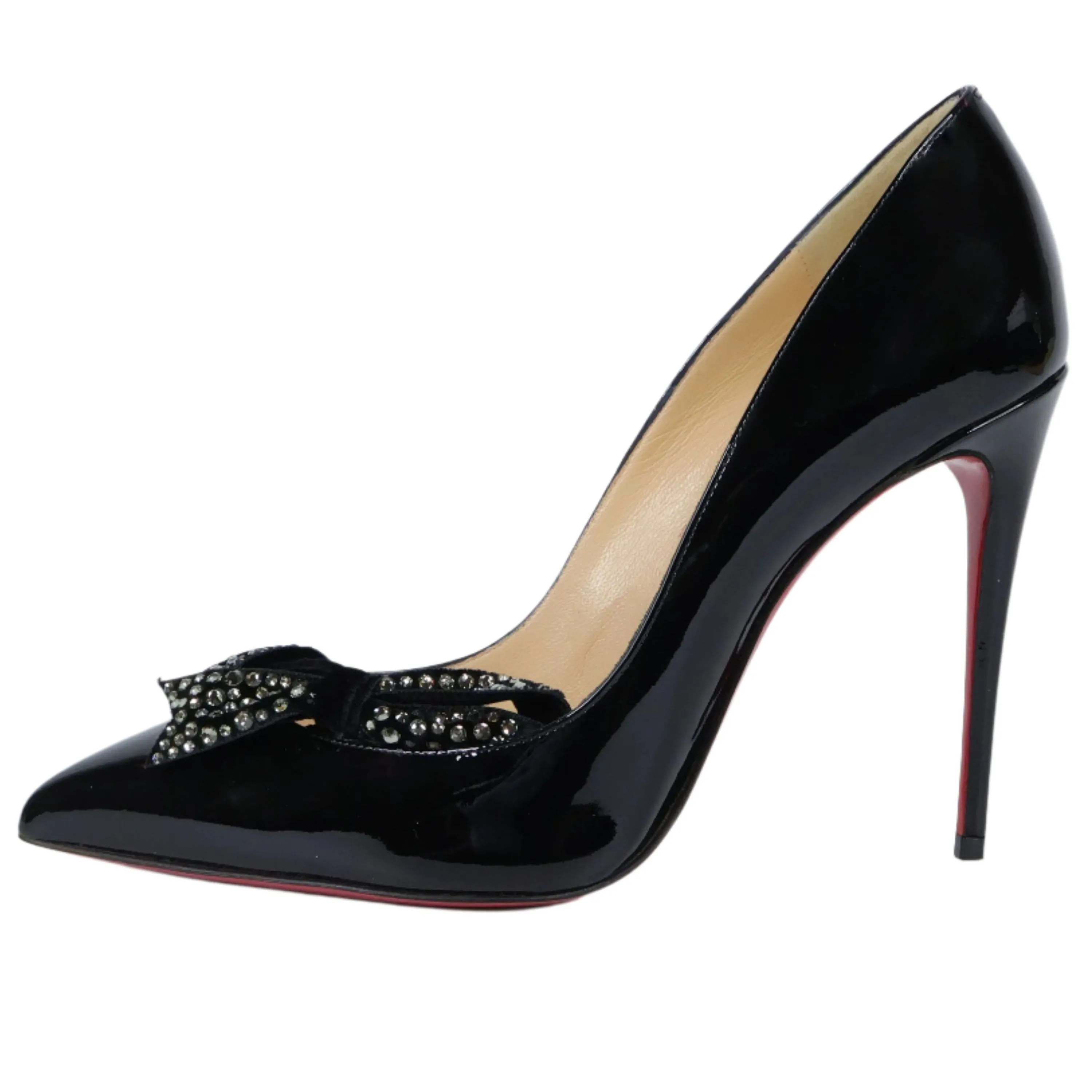 Christian Louboutin Velvet Madame Menule Patent Pumps Black 37