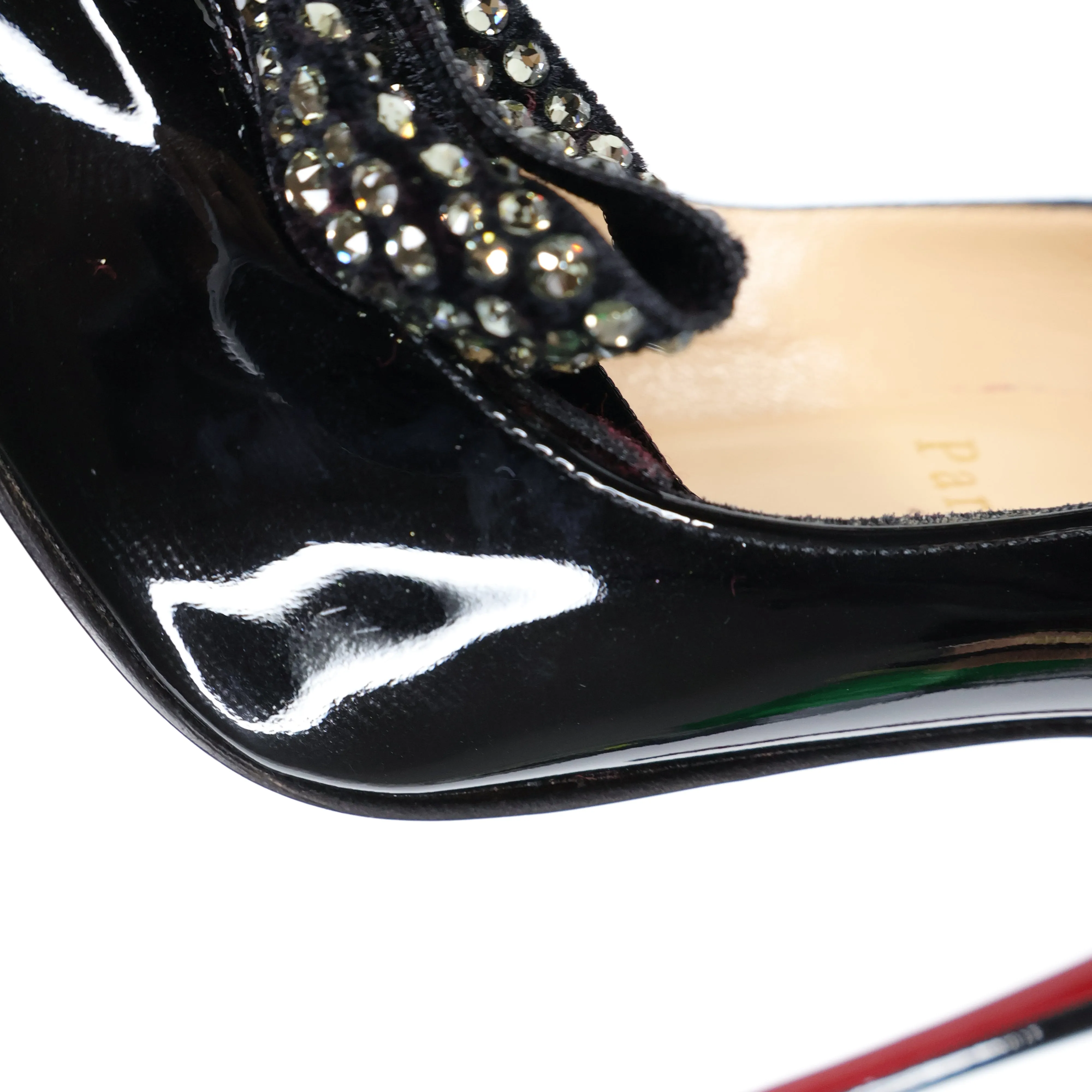 Christian Louboutin Velvet Madame Menule Patent Pumps Black 37