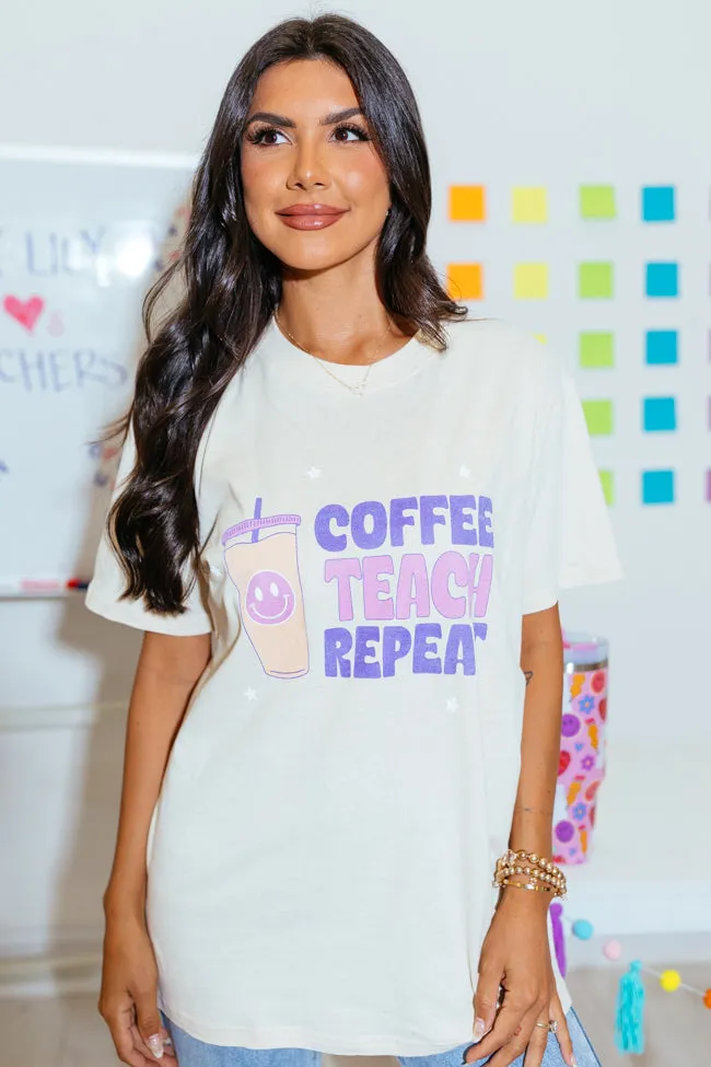 Coffee Teach Repeat Ivory Oversized Graphic Tee