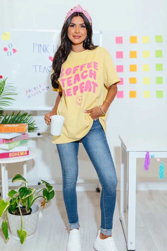 Coffee Teach Repeat Mustard Oversized Graphic Tee