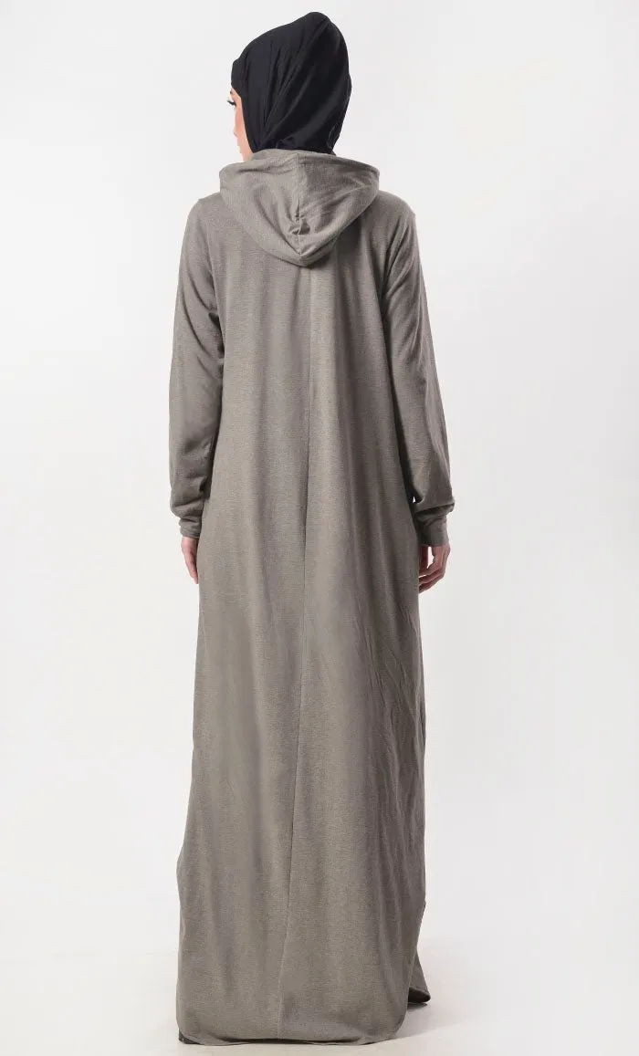 Comfortable Warm Hoodie Abaya With Pockets - Final Sale