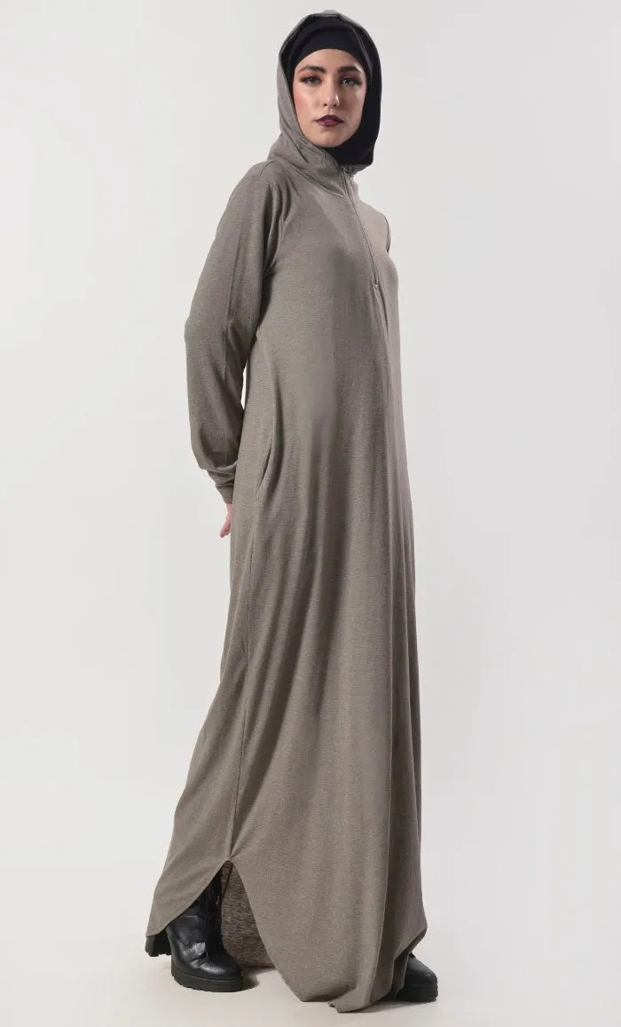 Comfortable Warm Hoodie Abaya With Pockets - Final Sale