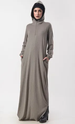 Comfortable Warm Hoodie Abaya With Pockets - Final Sale