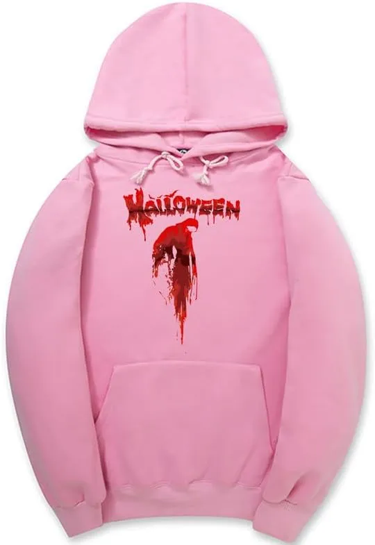 CORIRESHA Unisex Blood Print Hoodie Casual Long Sleeve Drawstring Halloween Sweatshirt