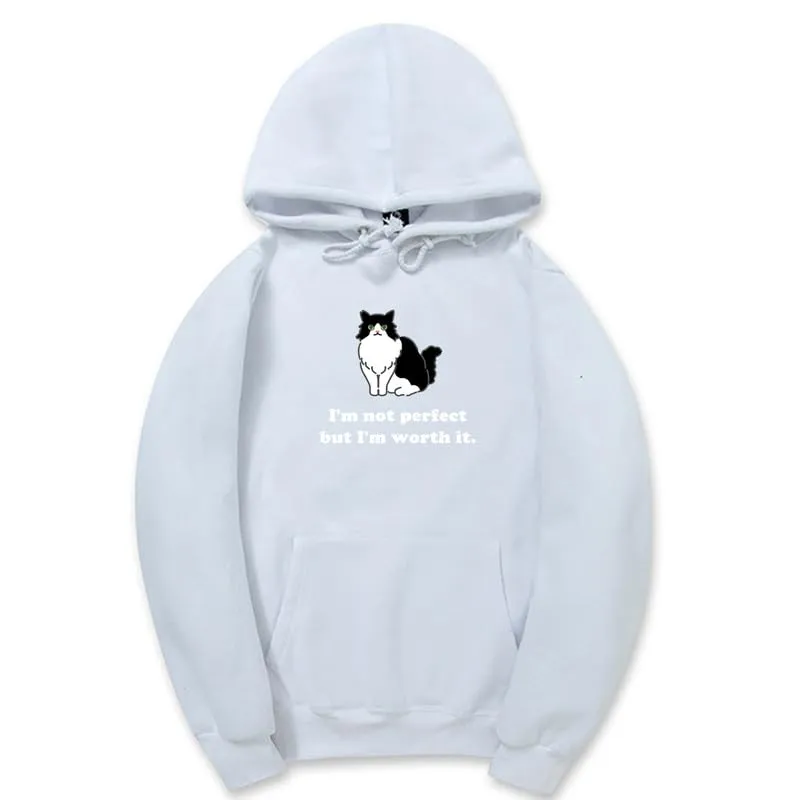 CORIRESHA Unisex Cute Cat Hoodie Casual Long Sleeve Drawstring Cotton Personalized Sweatshirt