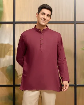 Crimson Linen Kurta