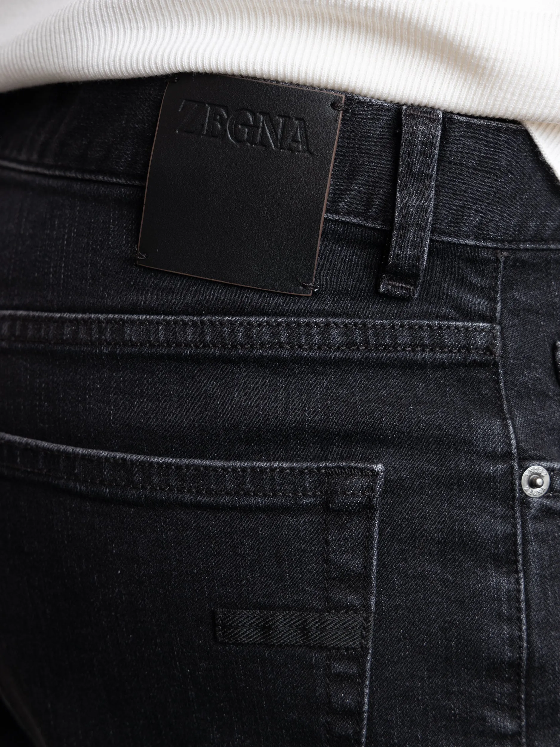 Dark Grey Stone-Washed Stretch Cotton Roccia Jeans