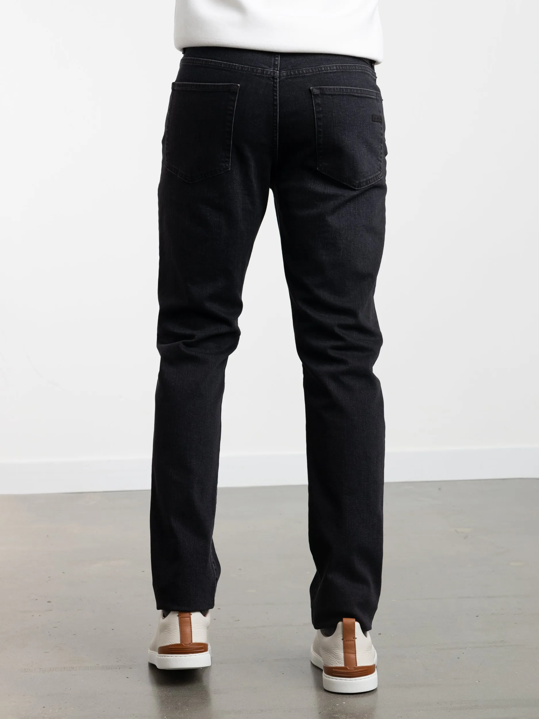 Dark Grey Stone-Washed Stretch Cotton Roccia Jeans