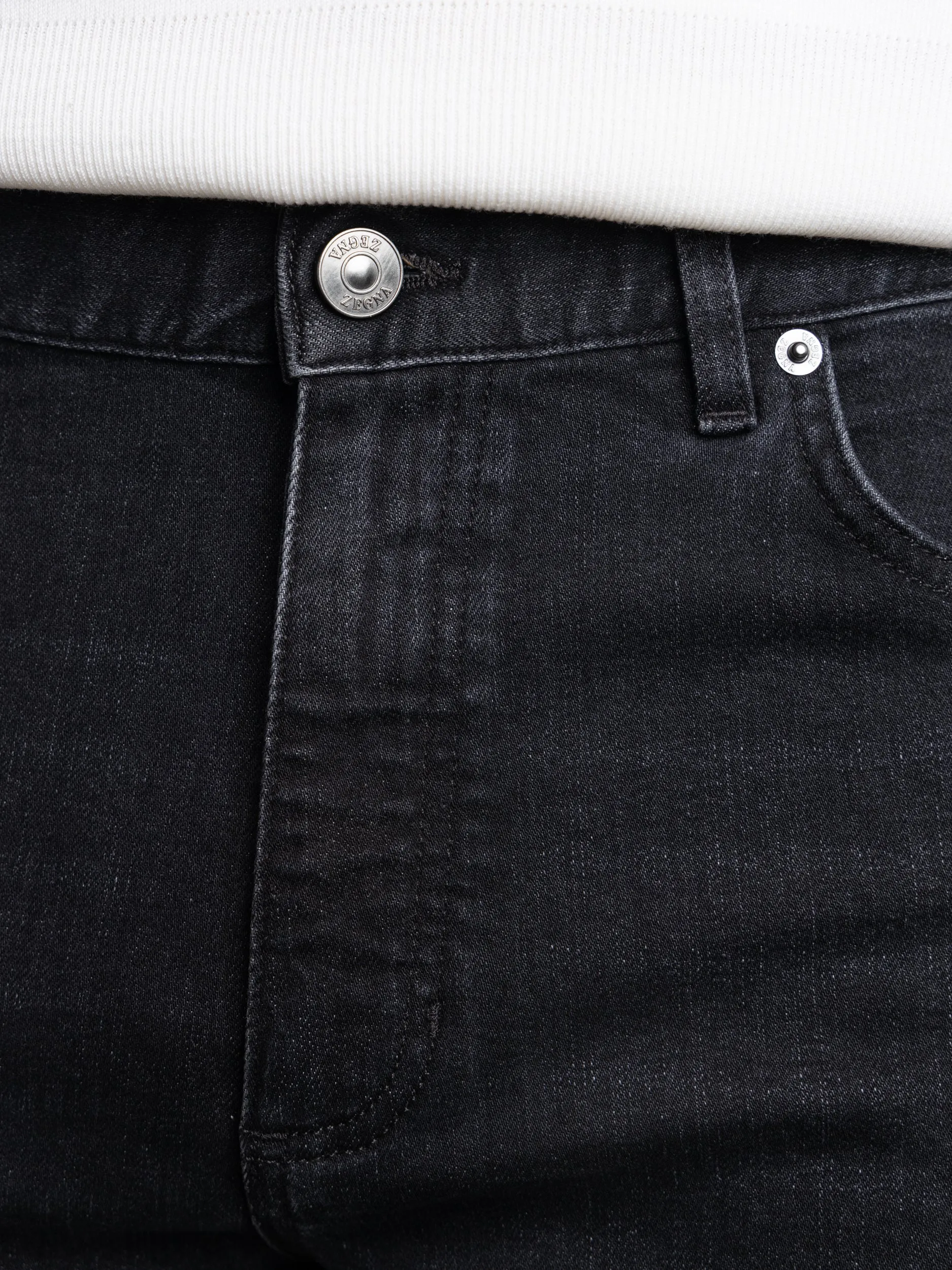 Dark Grey Stone-Washed Stretch Cotton Roccia Jeans