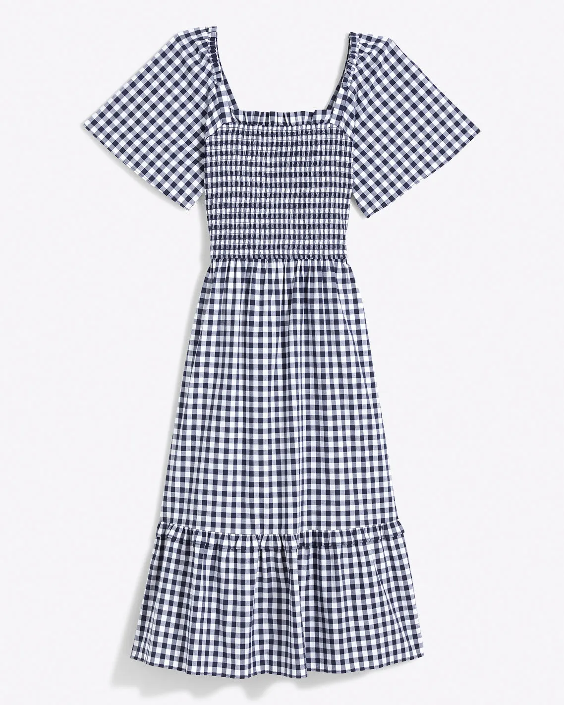 Deana Smocked Dress in Navy Gingham