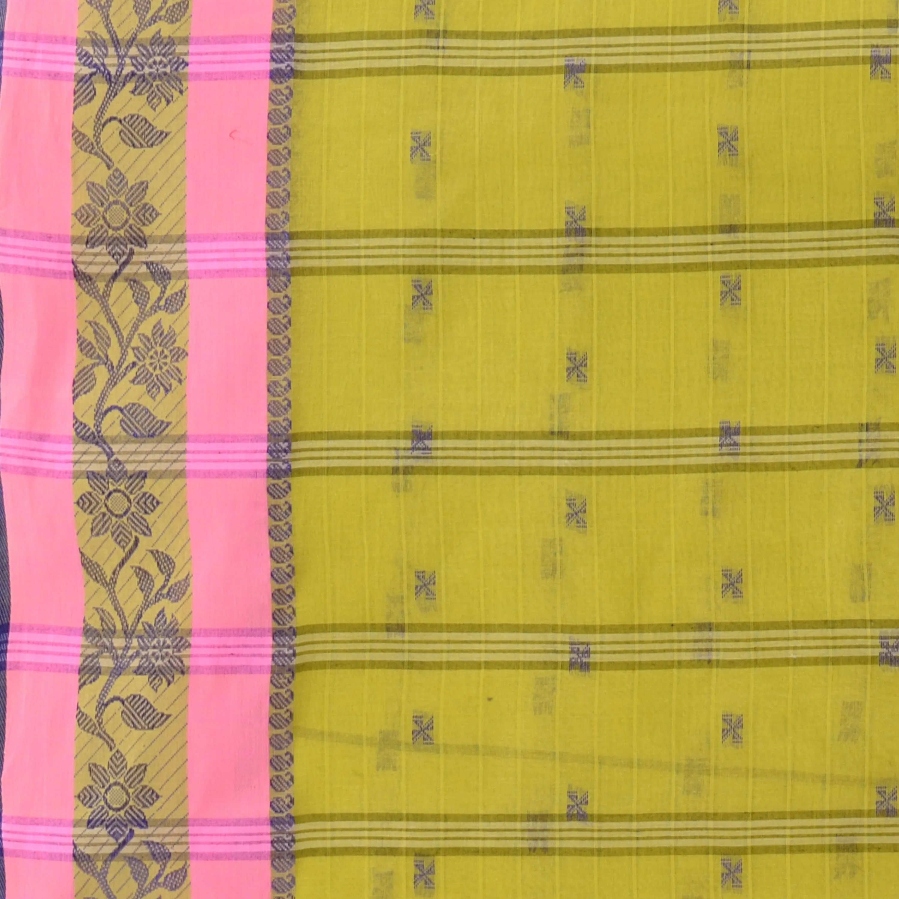 Desh Bidesh Woven Handloom Pure Cotton Saree (Light Green)