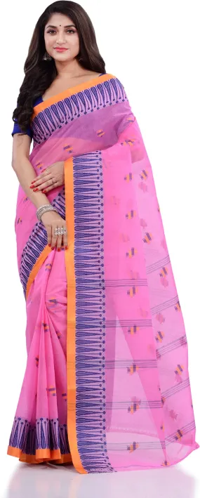 Desh Bidesh Woven Handloom Pure Cotton Saree (Pink)