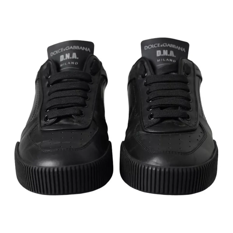 Dolce & Gabbana Black Leather Low Top Sneakers Men Shoes