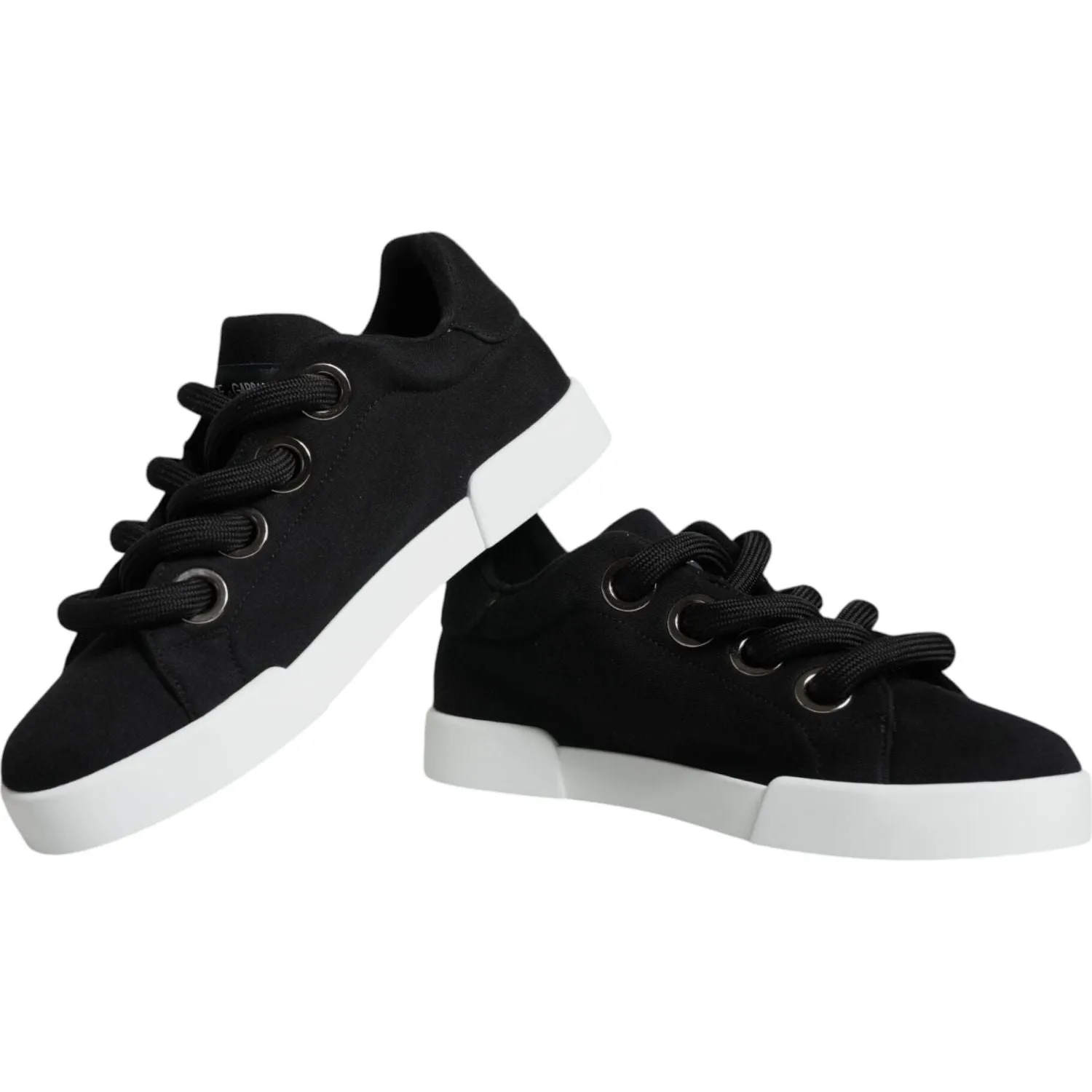 Dolce & Gabbana Black White Portofino Low Top Sneakers Shoes