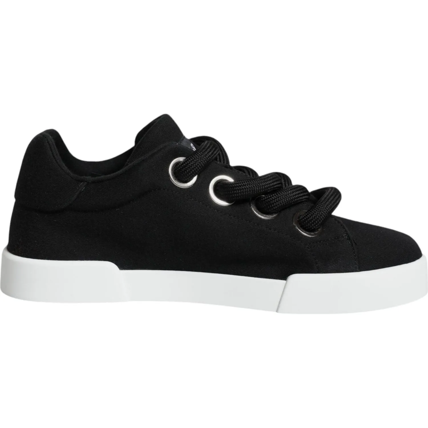 Dolce & Gabbana Black White Portofino Low Top Sneakers Shoes