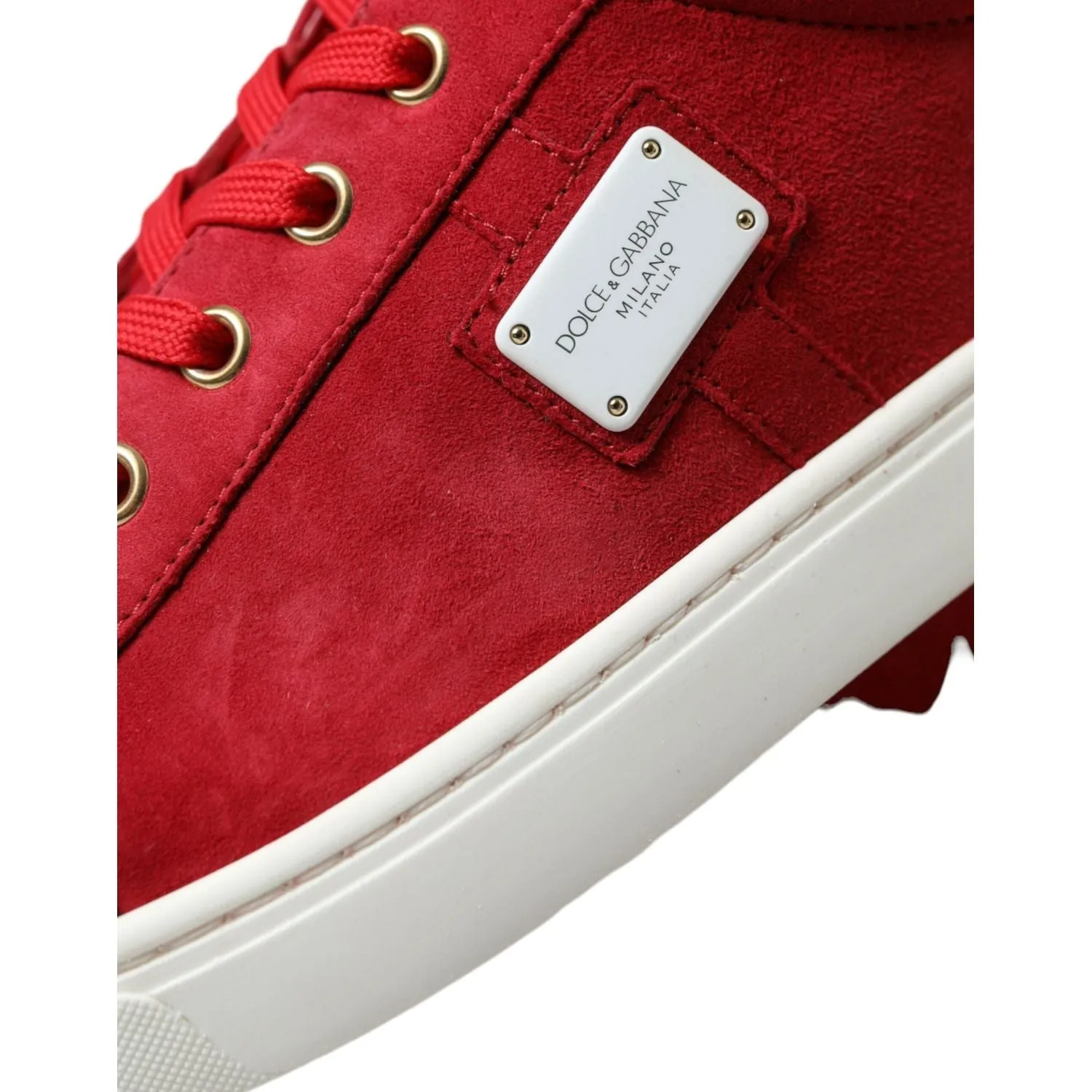 Dolce & Gabbana Elegant Red & White Low Top Sneakers