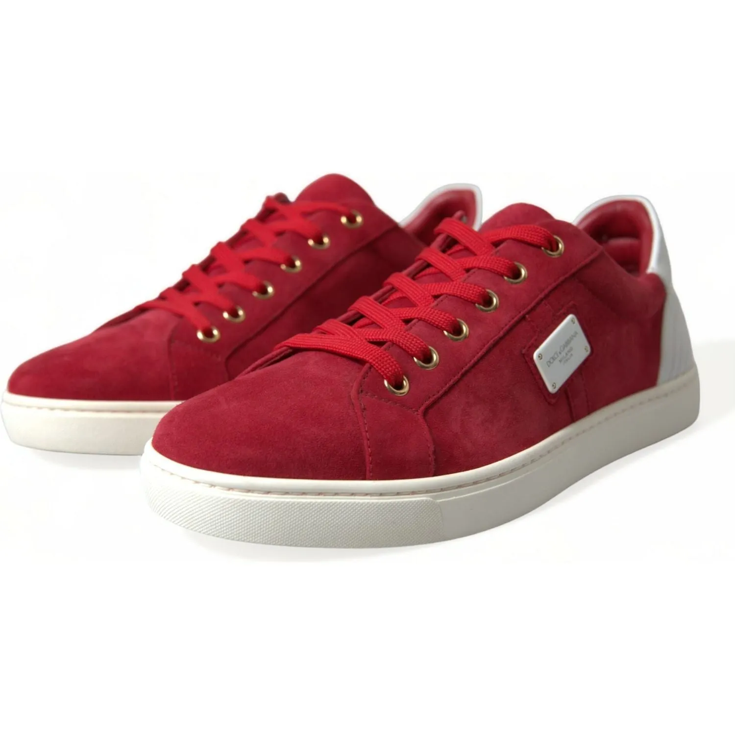 Dolce & Gabbana Elegant Red & White Low Top Sneakers