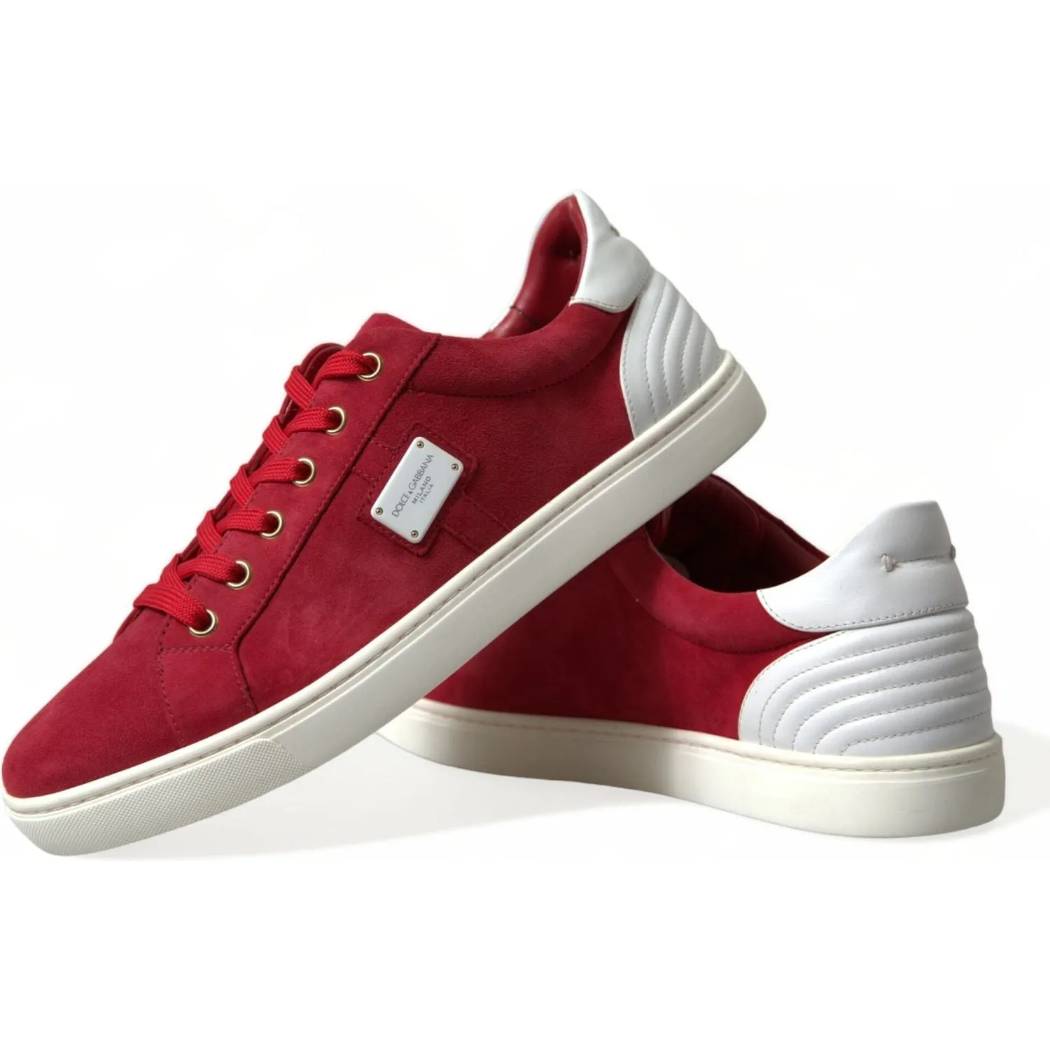 Dolce & Gabbana Elegant Red & White Low Top Sneakers