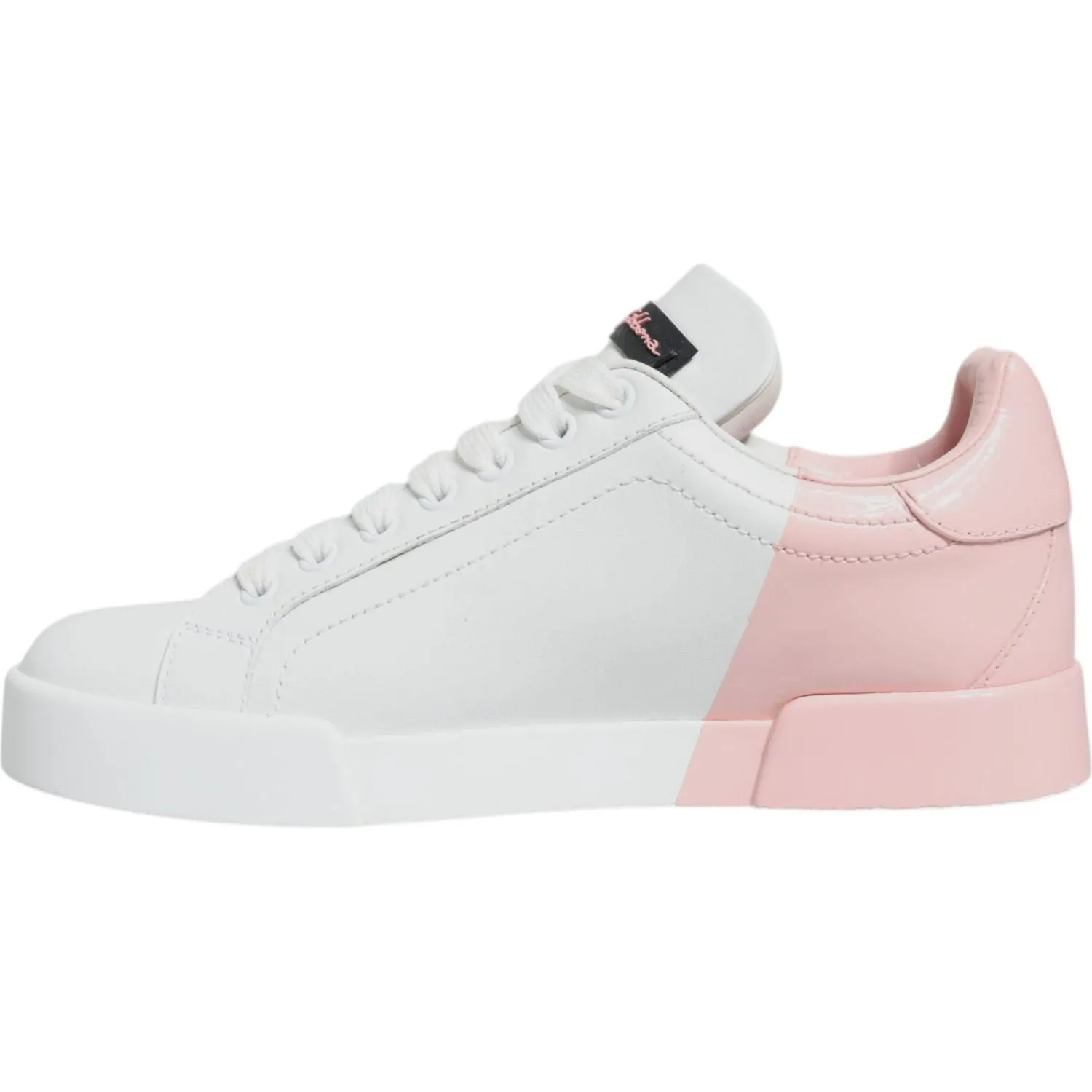 Dolce & Gabbana White Pink Portofino Low Top Sneakers Shoes