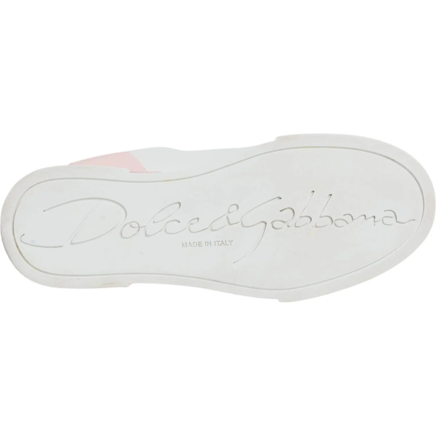 Dolce & Gabbana White Pink Portofino Low Top Sneakers Shoes