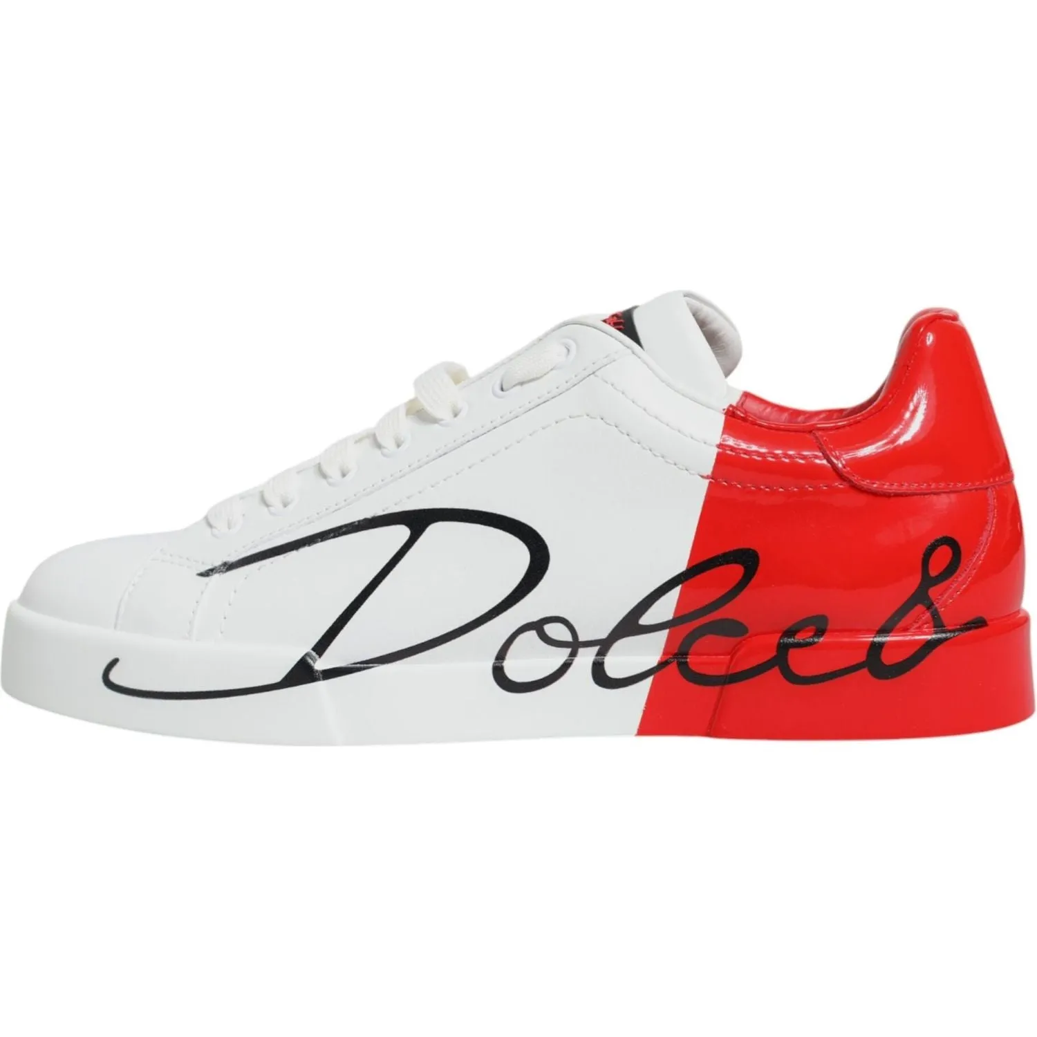 Dolce & Gabbana White Red Portofino Low Top Sneakers Shoes