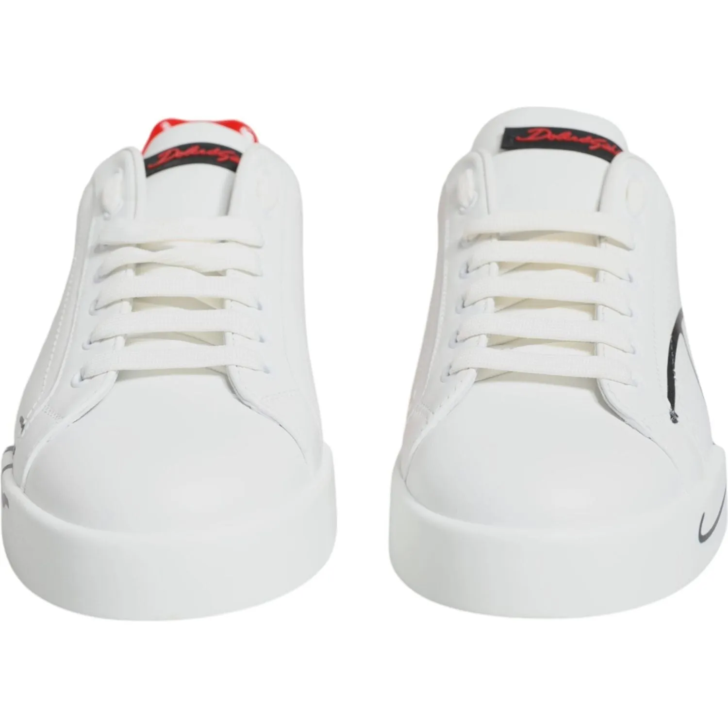 Dolce & Gabbana White Red Portofino Low Top Sneakers Shoes