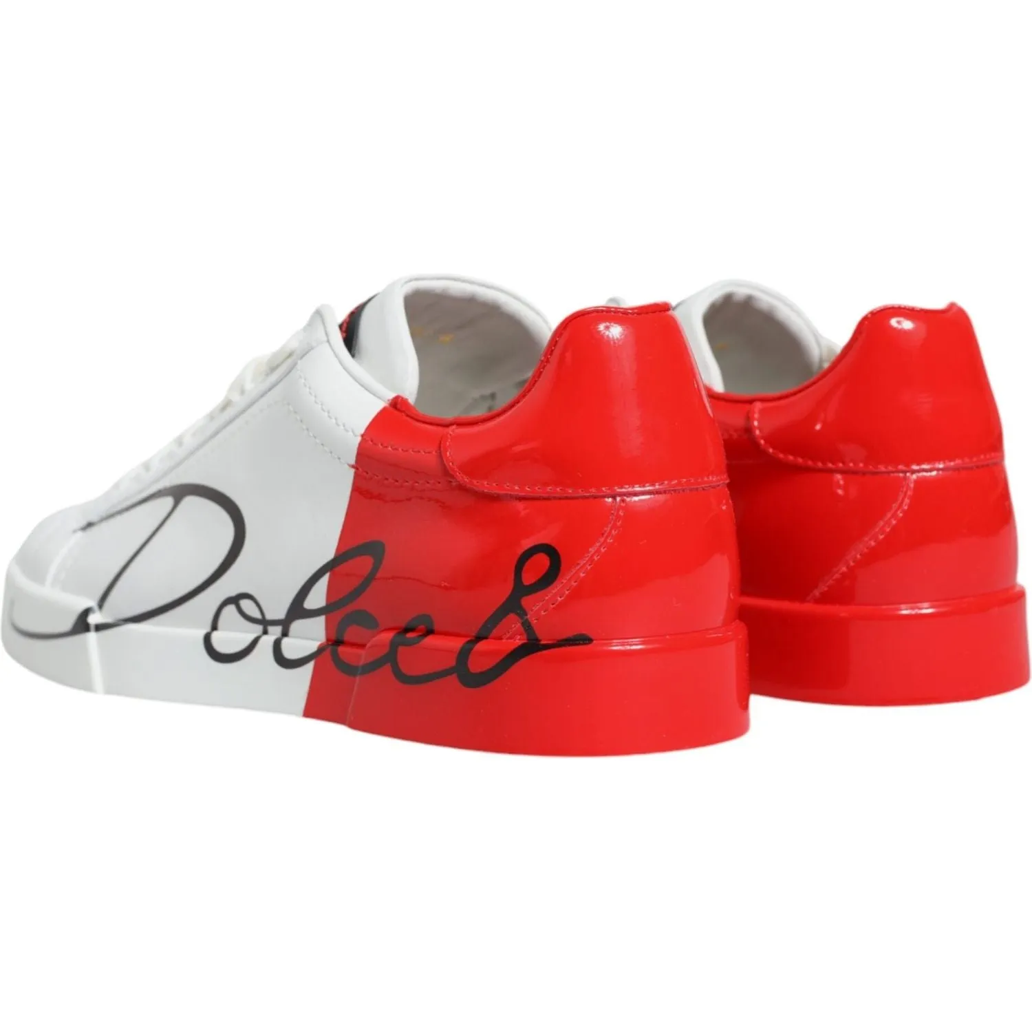 Dolce & Gabbana White Red Portofino Low Top Sneakers Shoes