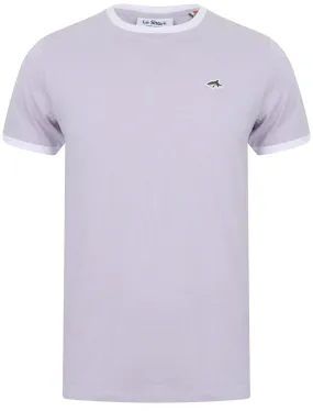 Earl Cotton Jersey Crew Neck Ringer T-Shirt In Languid Lavender - Le Shark