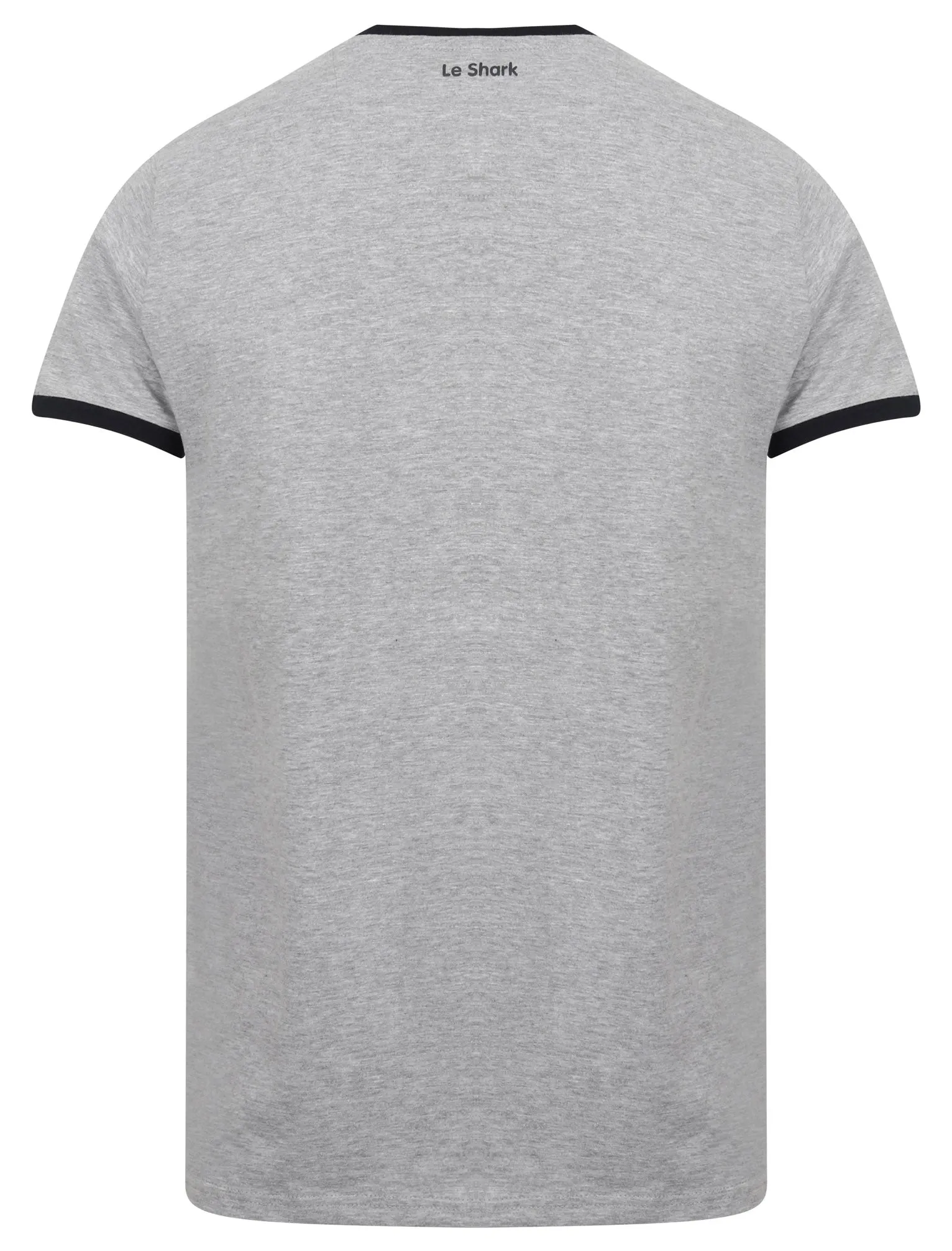 Earl Cotton Jersey Crew Neck Ringer T-Shirt In Light Grey Marl / Black - Le Shark