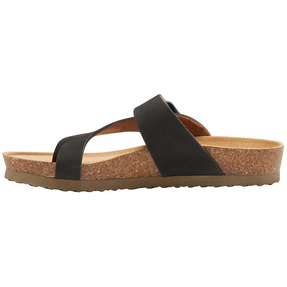 Eastland Women's Shauna Adjustable Thong Sandal - Black Nubuc 3402-01M