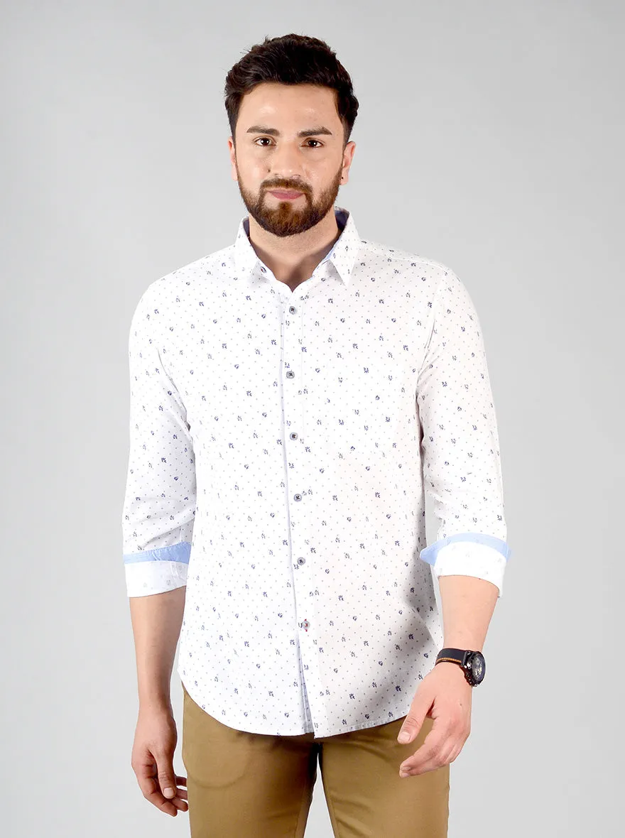 Eclipse Printed Slim Fit Casual Shirt | JadeBlue