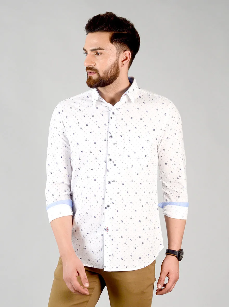 Eclipse Printed Slim Fit Casual Shirt | JadeBlue