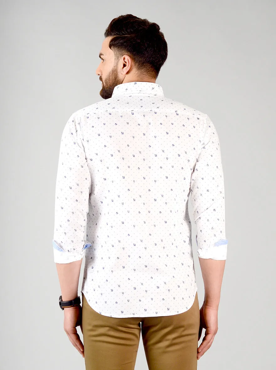 Eclipse Printed Slim Fit Casual Shirt | JadeBlue