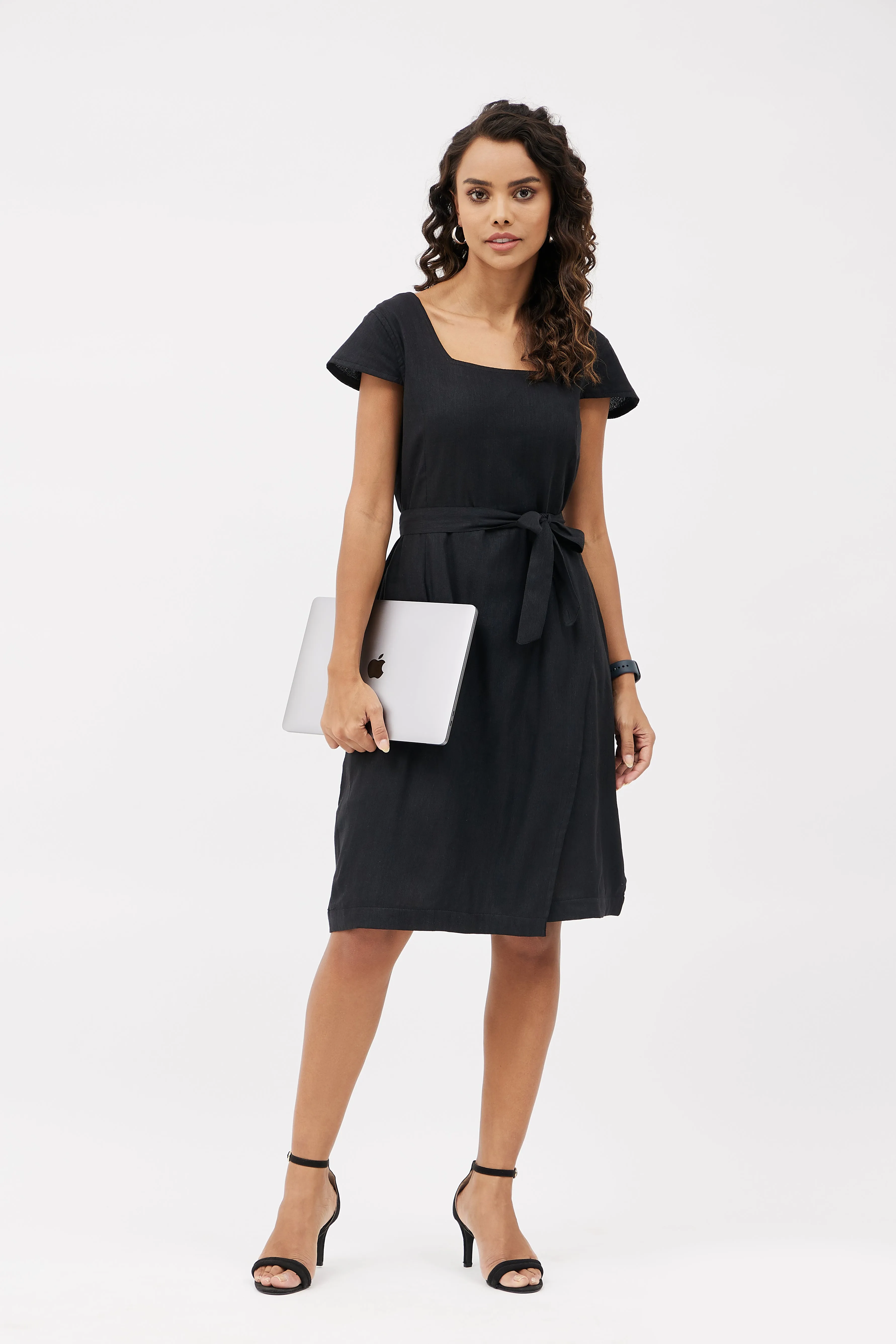 Elegant Formal Linen Work Dress