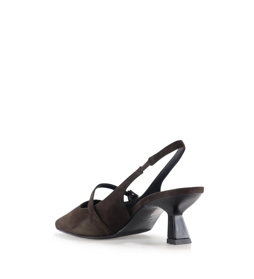 Elina 50 slingback stiletter, brun ruskind