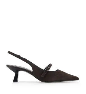 Elina 50 slingback stiletter, brun ruskind