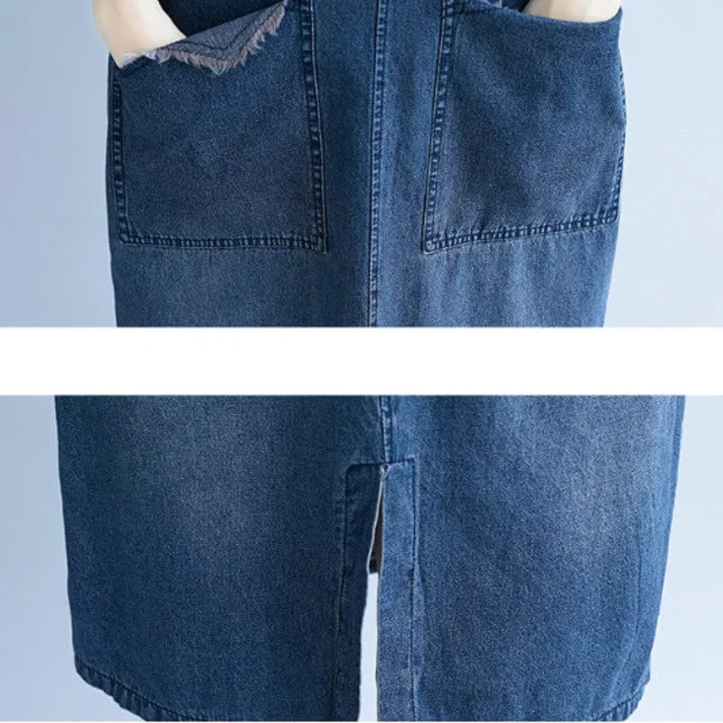 Expressions Dark Blue Denim Overall Dress