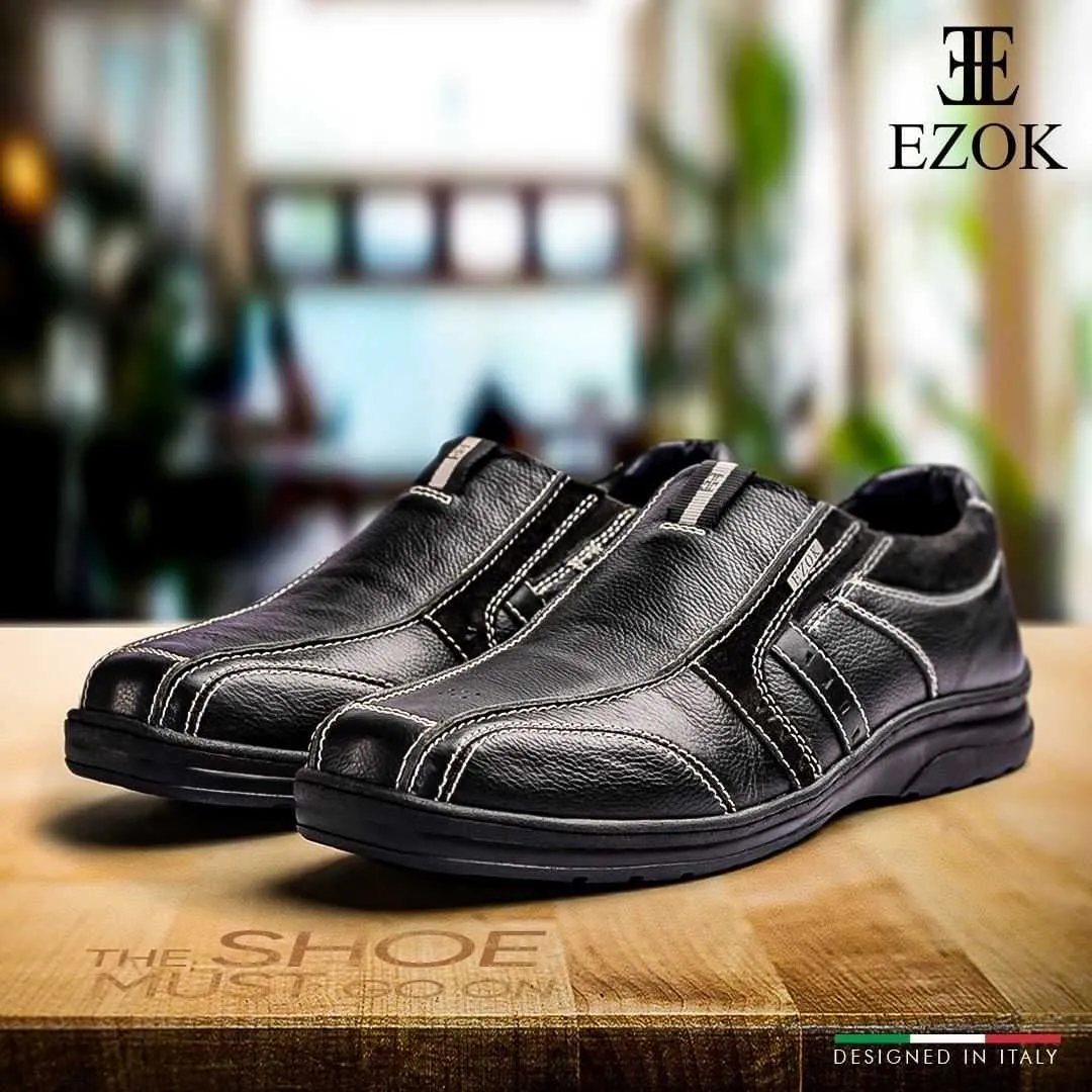 Ezok Men Genuine Leather Slip-Ons Shoes