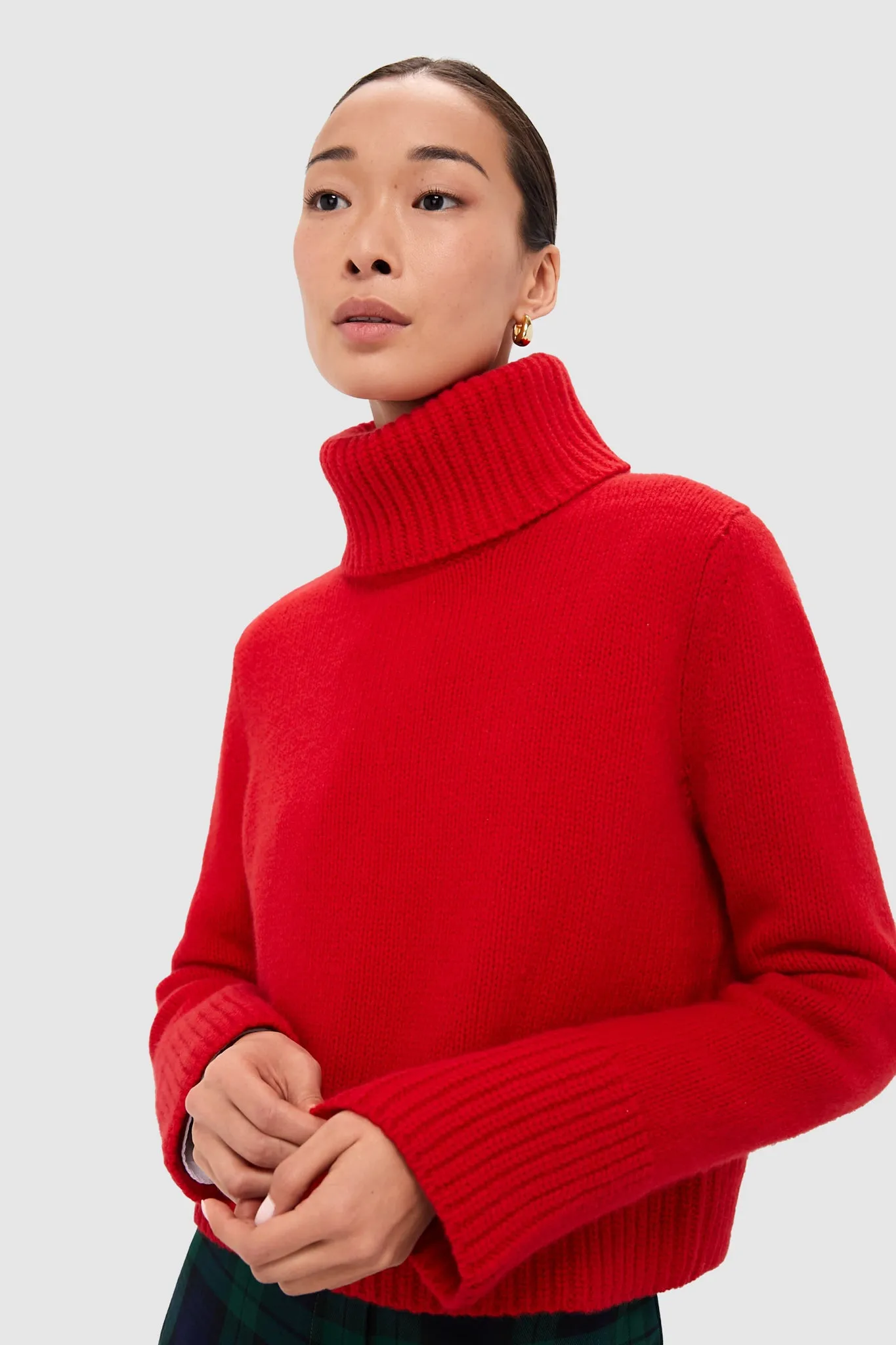 Fall Red Wool Cashmere Blend Turtleneck