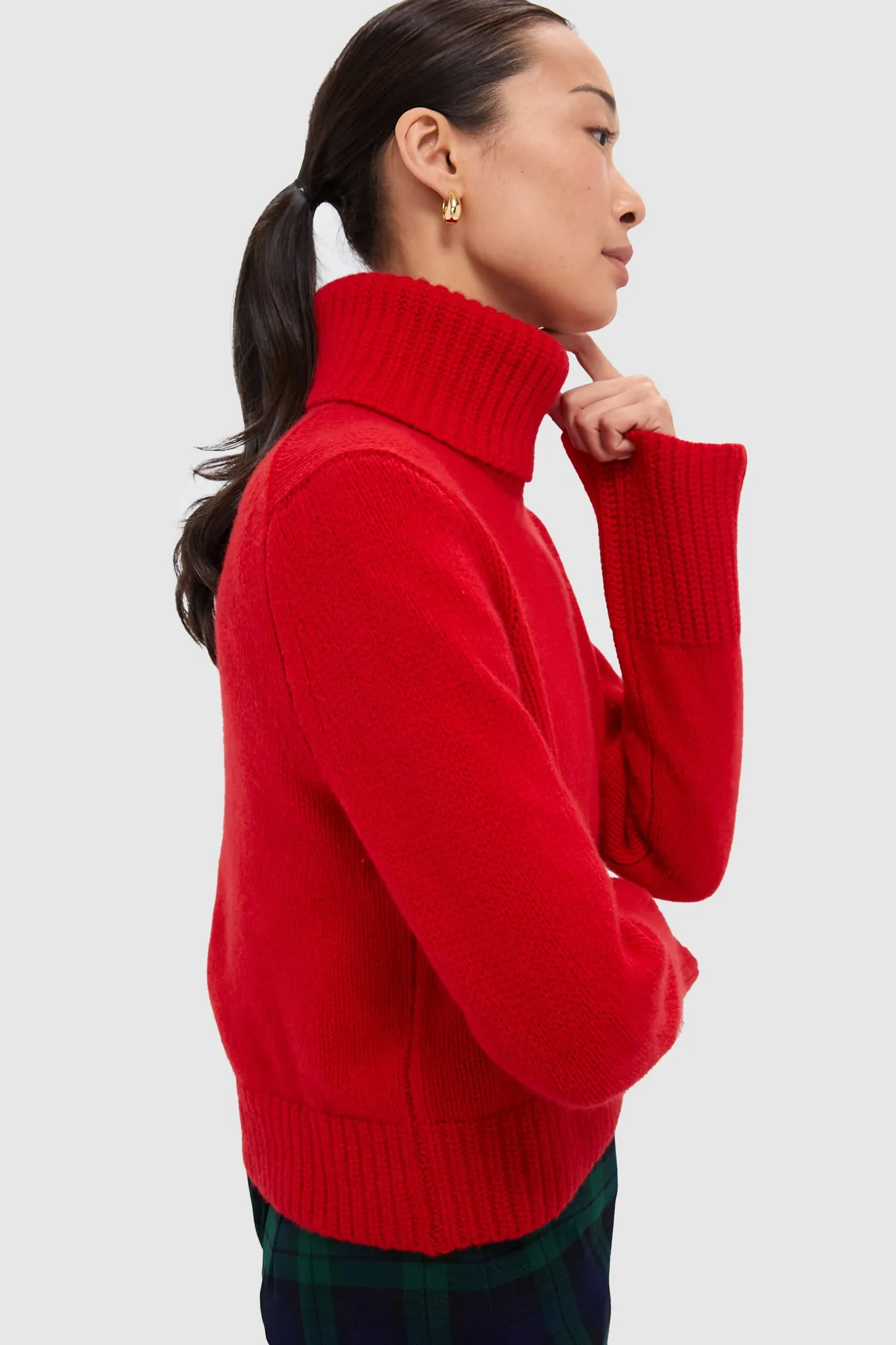 Fall Red Wool Cashmere Blend Turtleneck