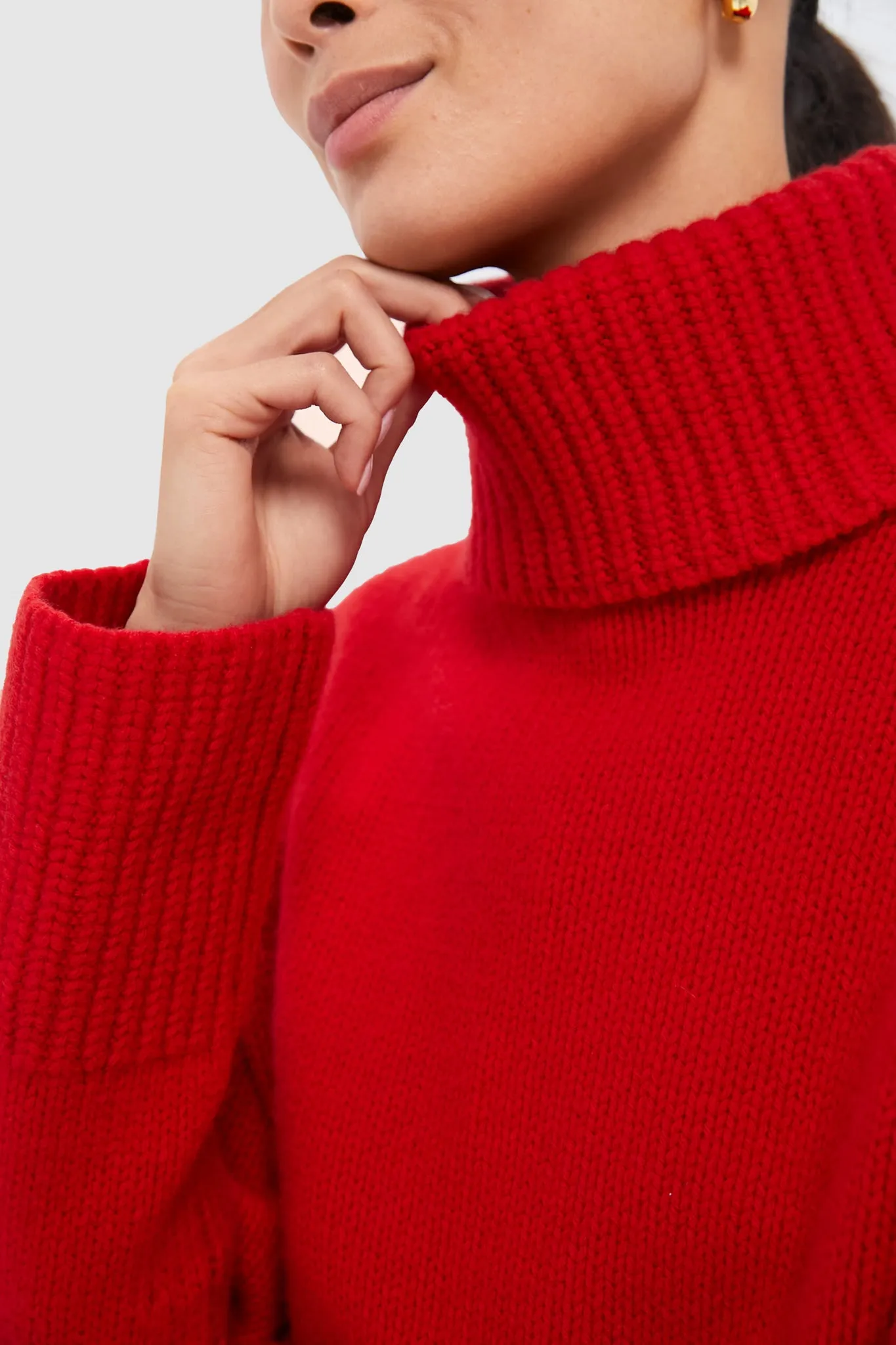 Fall Red Wool Cashmere Blend Turtleneck