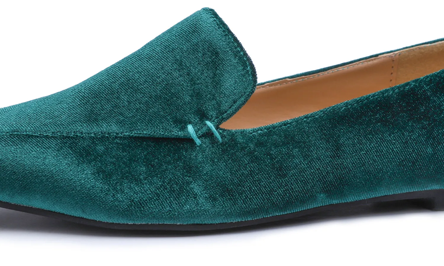 Feversole Women's Loafer Flat Pointed Fashion Slip On Comfort Driving Office Shoes Retro Green Velvet