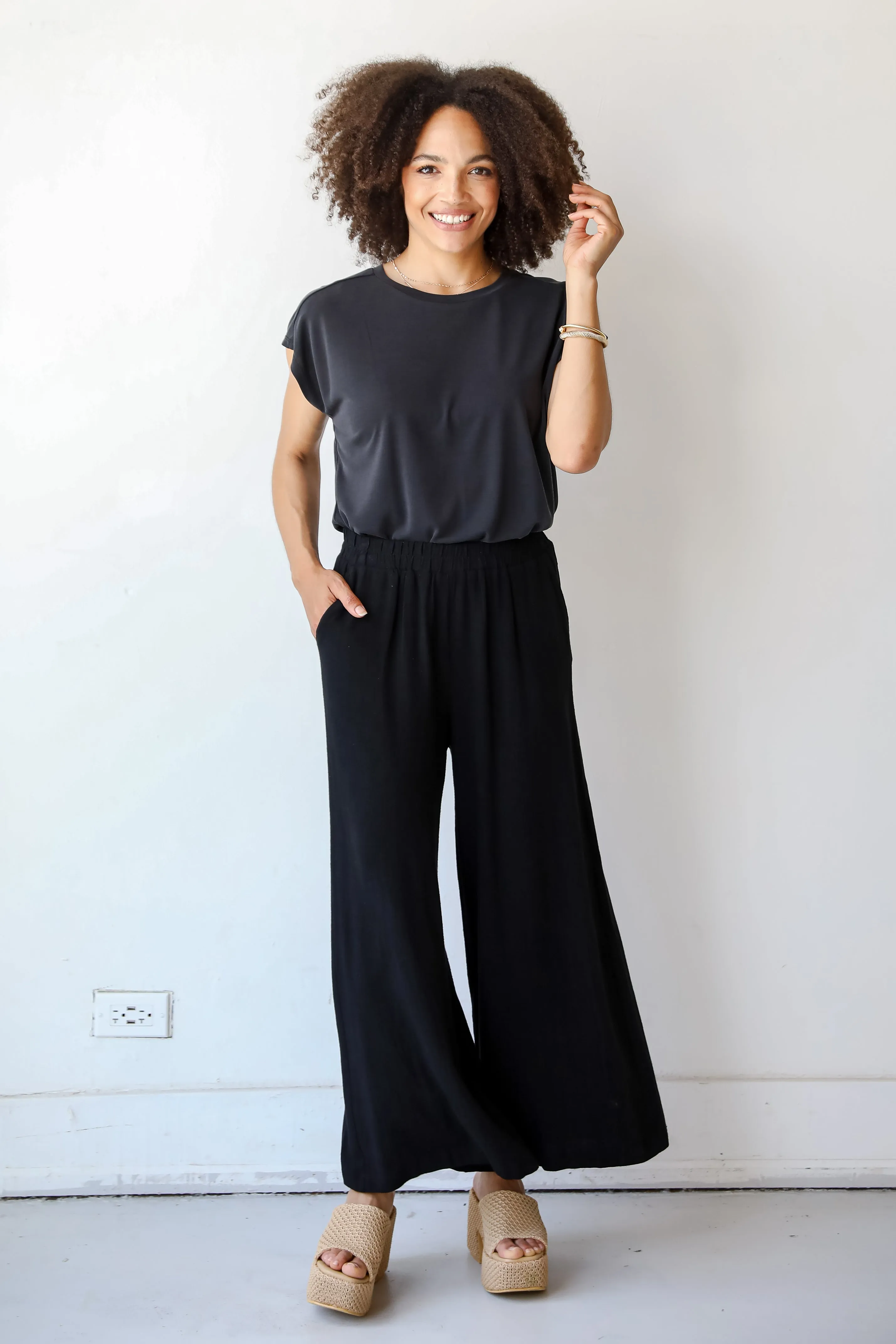 FINAL SALE - Coastal Air Black Linen Pants - DU DEAL