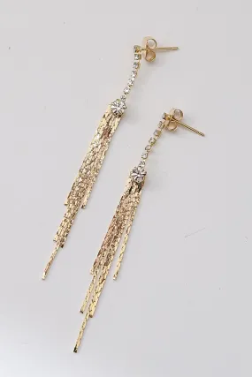 FINAL SALE - Haven Gold Rhinestone Fringe Earrings