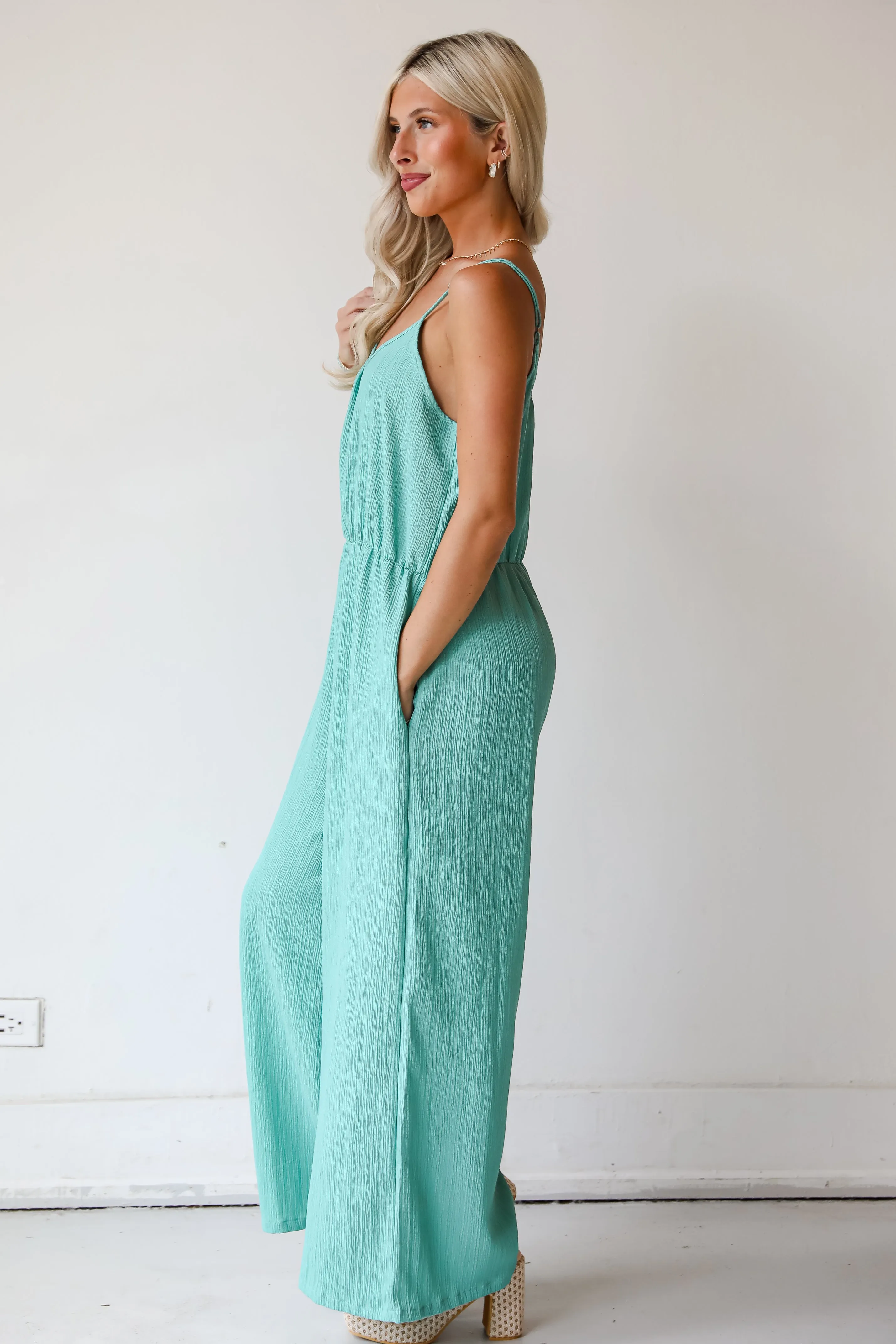 FINAL SALE - Sunny Serenity Seafoam Jumpsuit