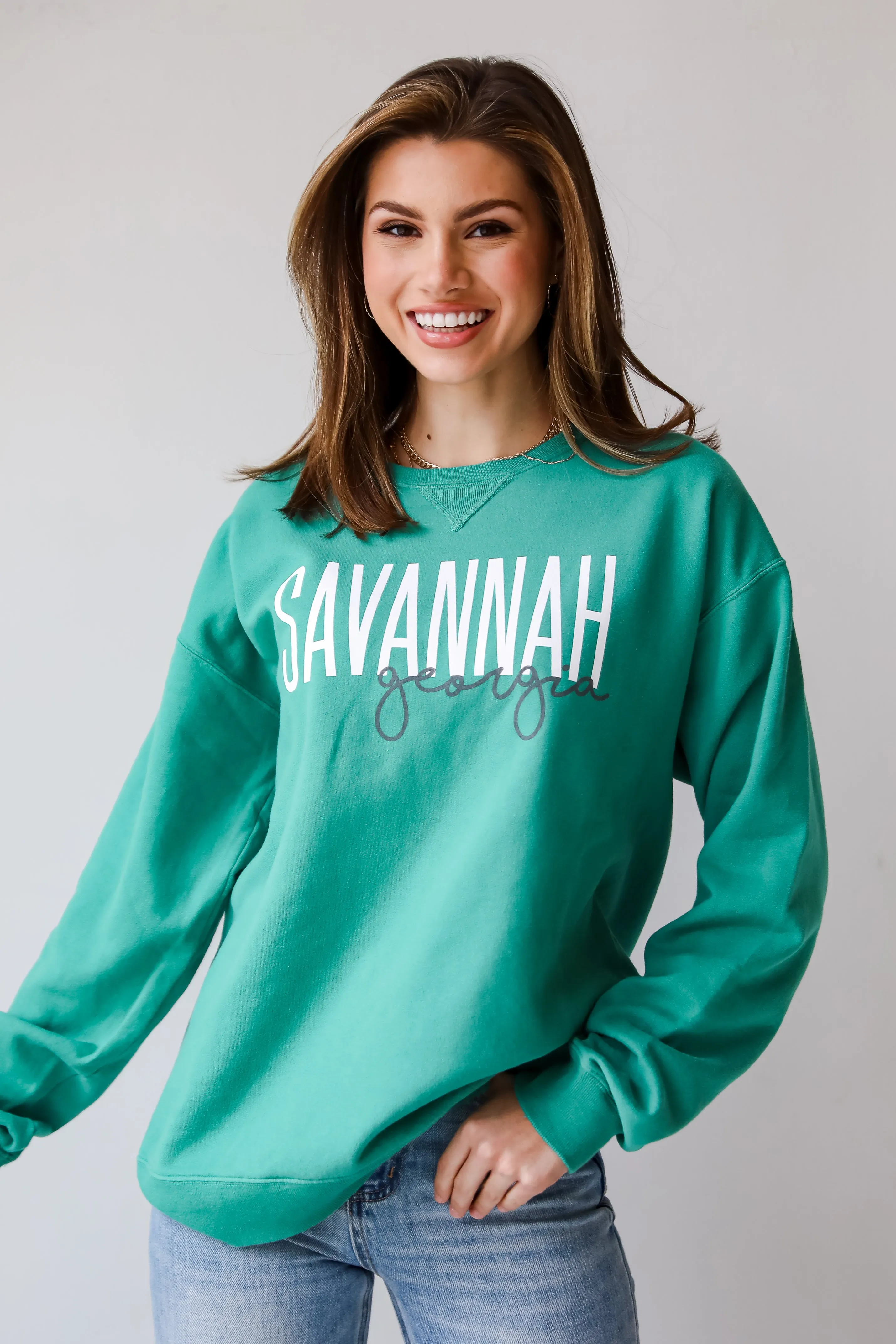 Green Savannah Georgia Script Sweatshirt