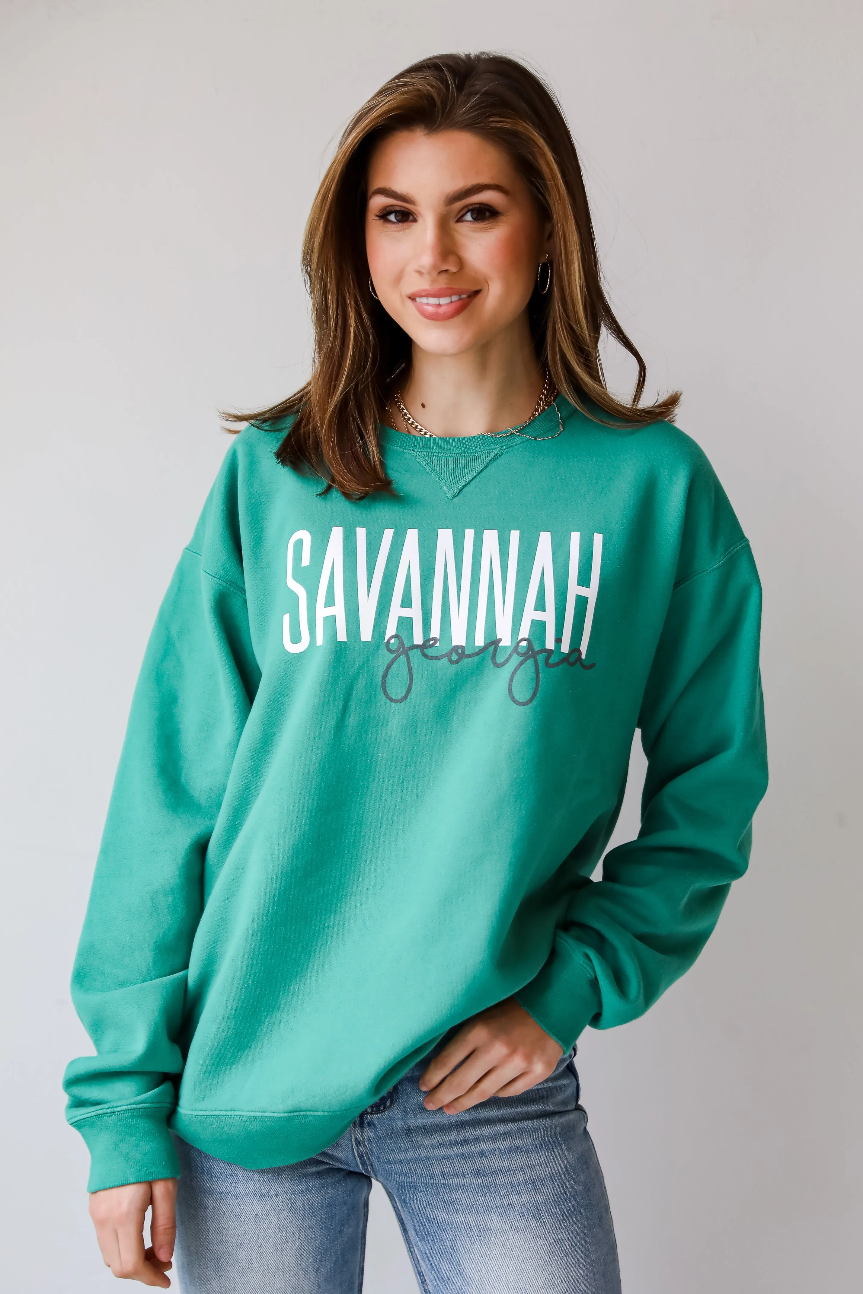 Green Savannah Georgia Script Sweatshirt