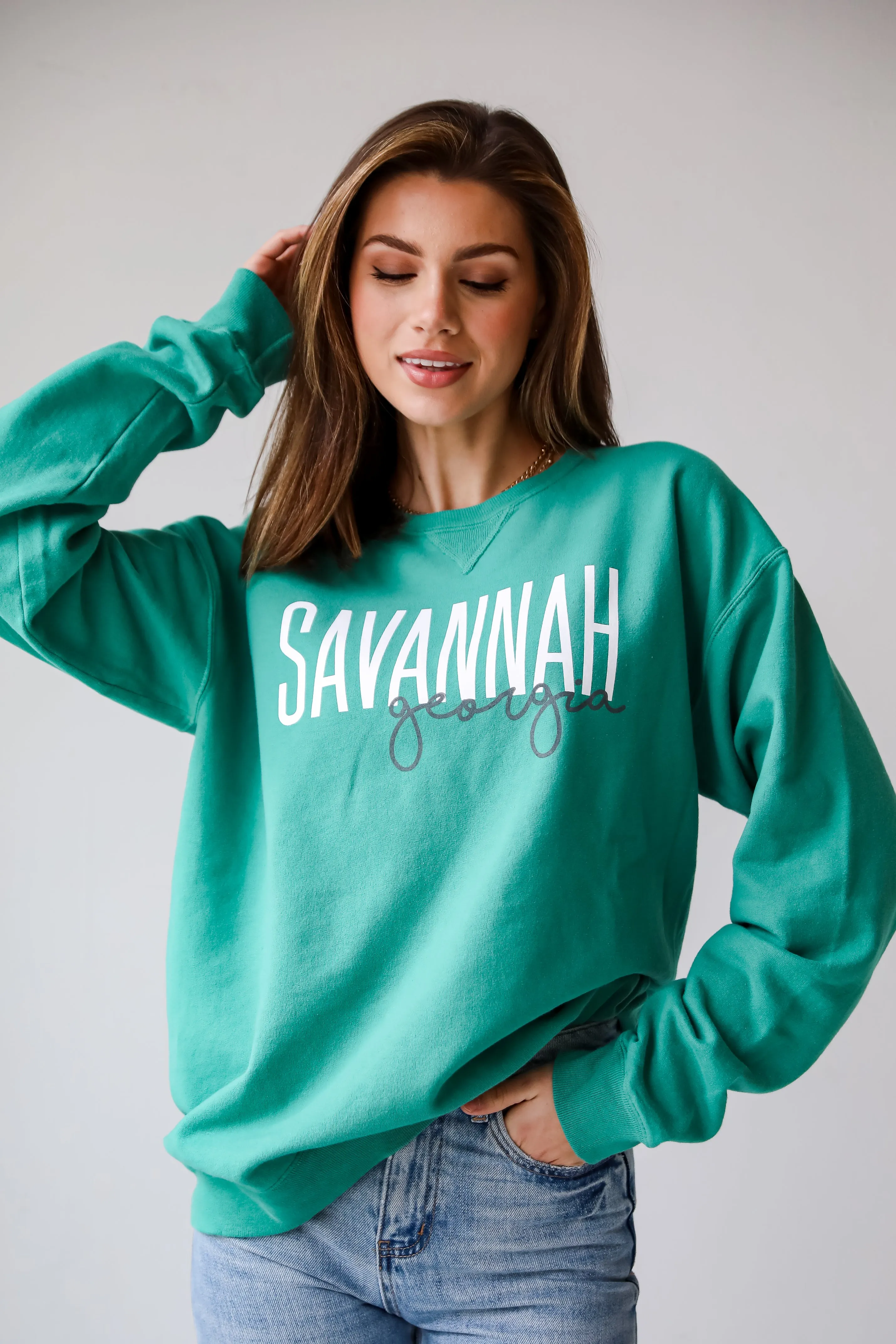 Green Savannah Georgia Script Sweatshirt