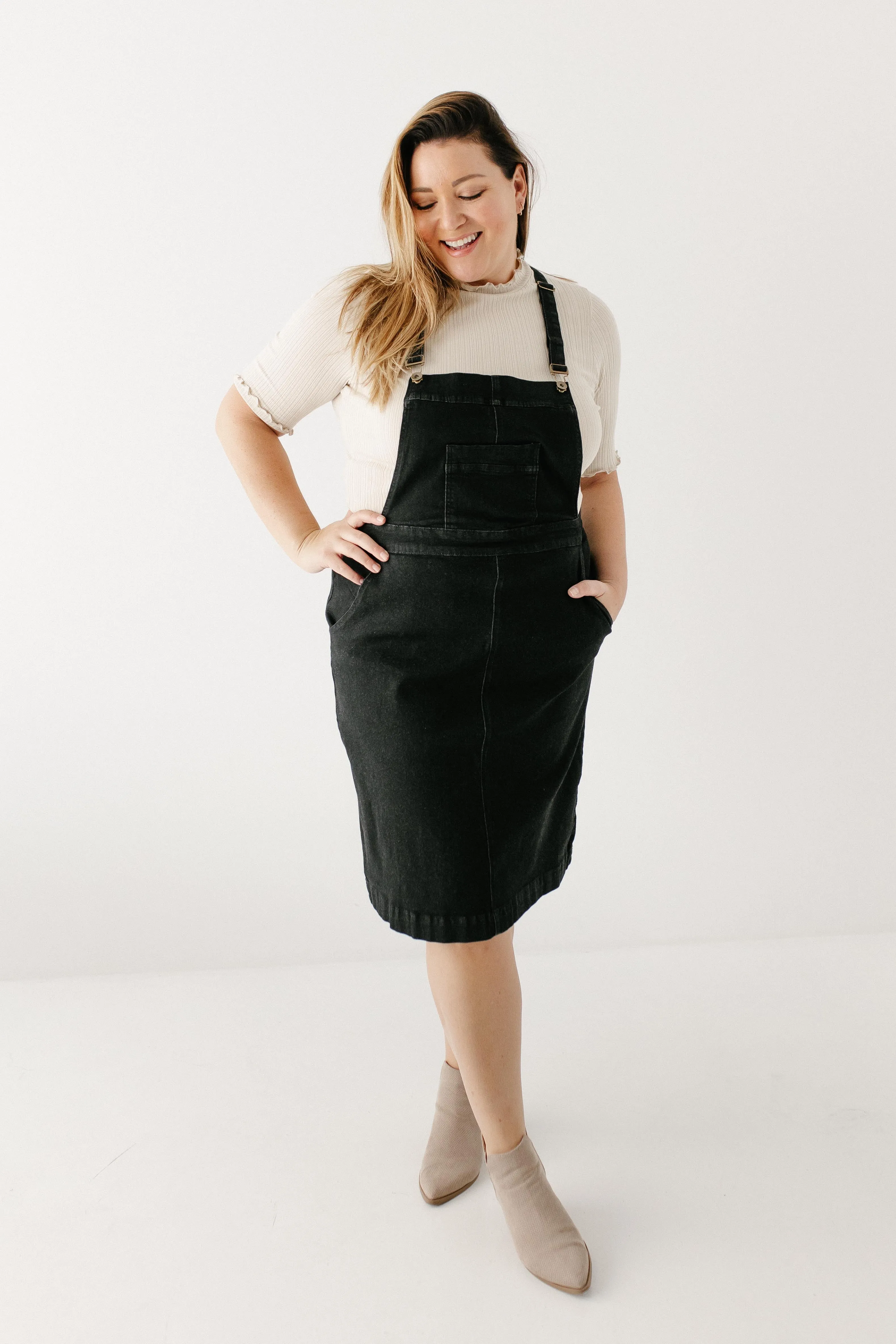 'Hailee' Black Denim Skirt Overalls FINAL SALE