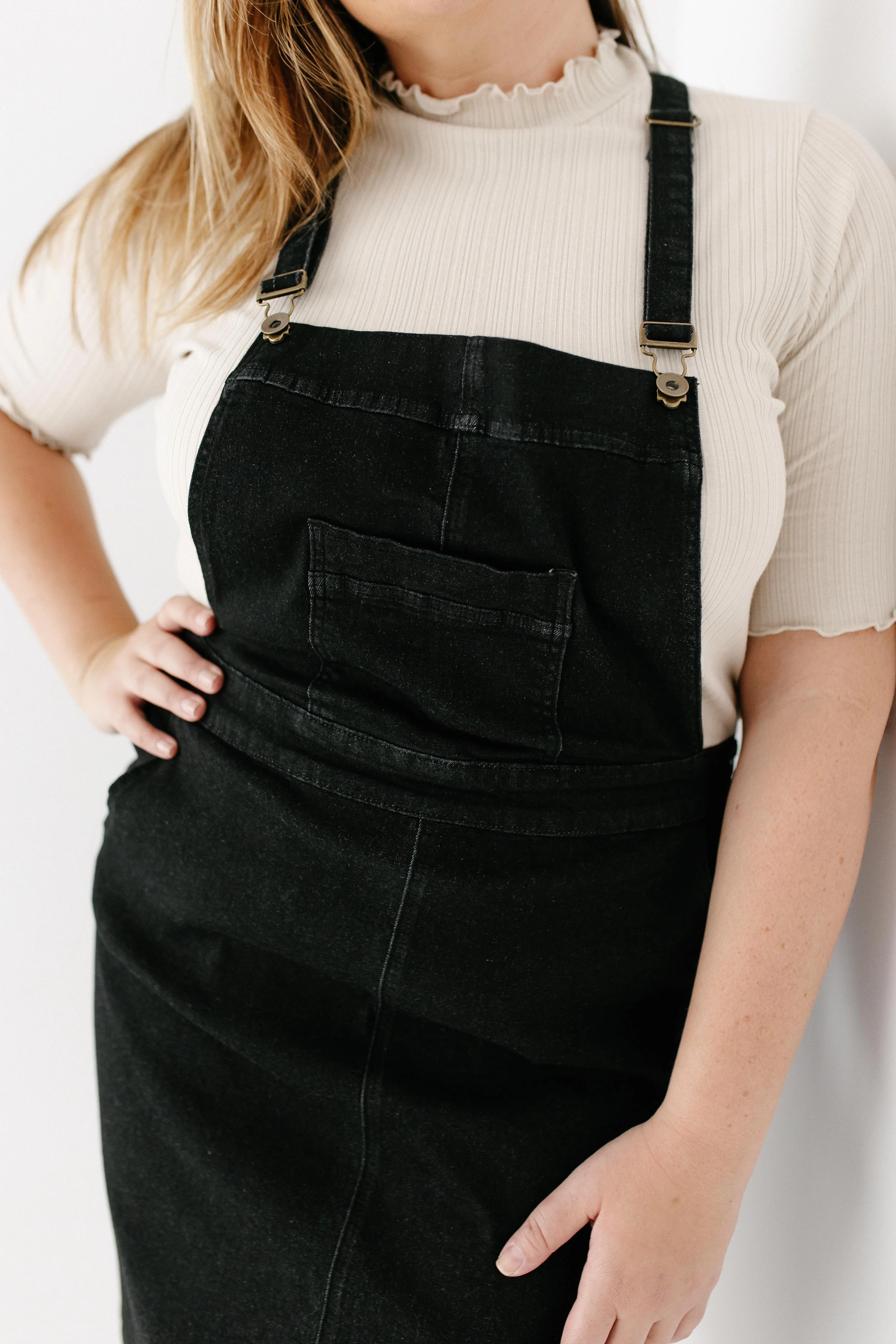 'Hailee' Black Denim Skirt Overalls FINAL SALE